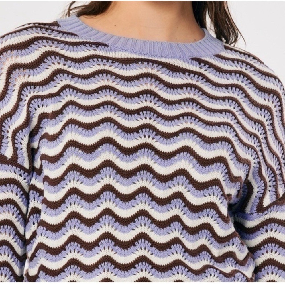 Hollister Crochet Knit Sweater Wave Pattern Women's Pullover Size Medium - Picture 2 of 13